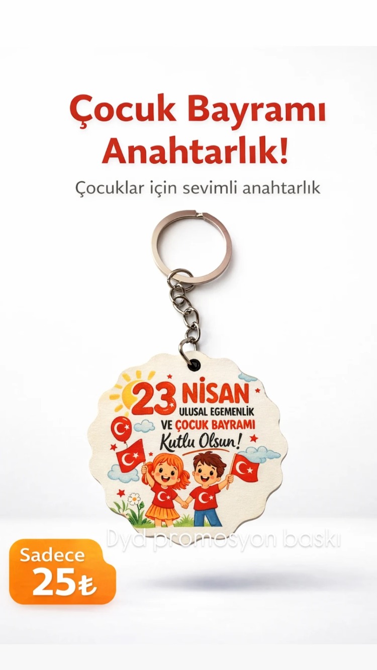 23 Nisan ahşap Anahtarlık