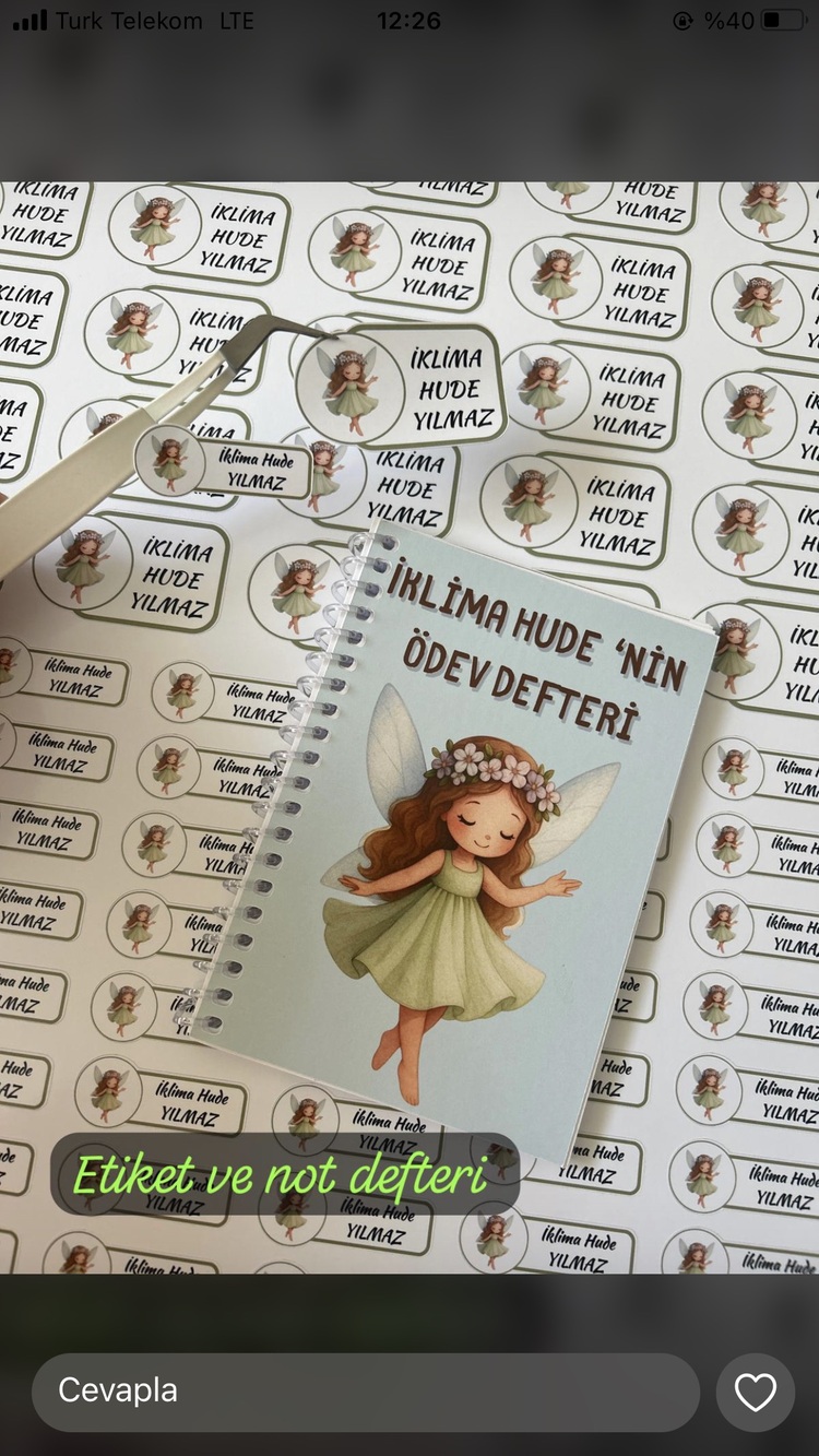 Not defteri etiket seti