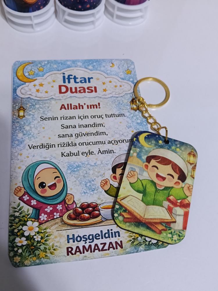 “Baskılı el emeği Ramazan kartı + anahtarlık