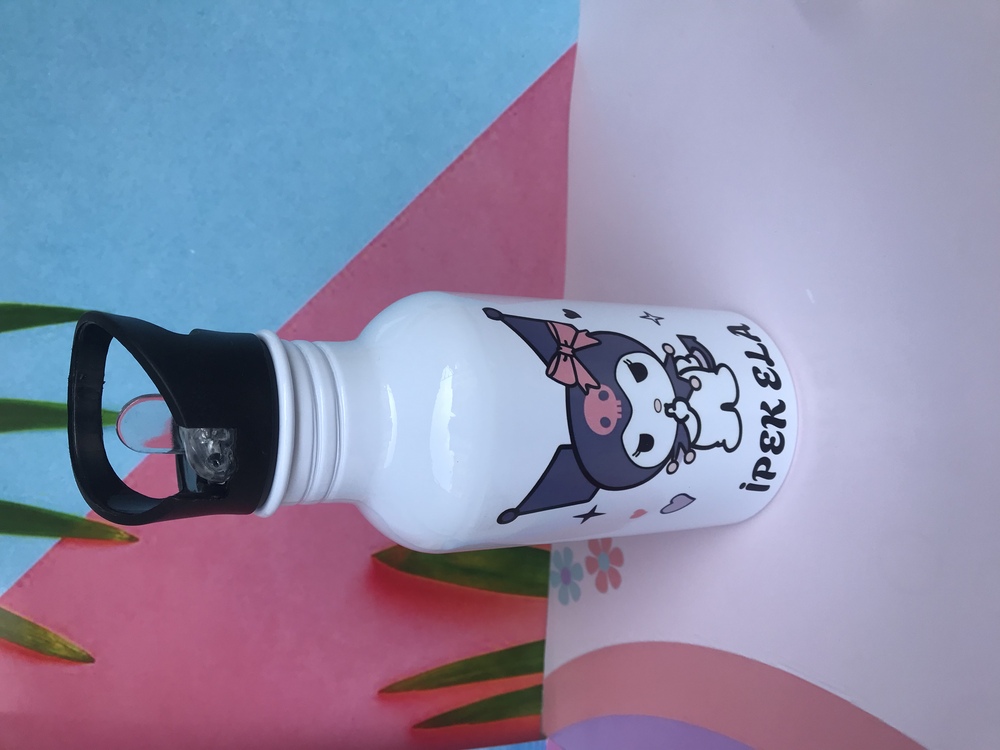 600ml baskılı su matarası pipetli