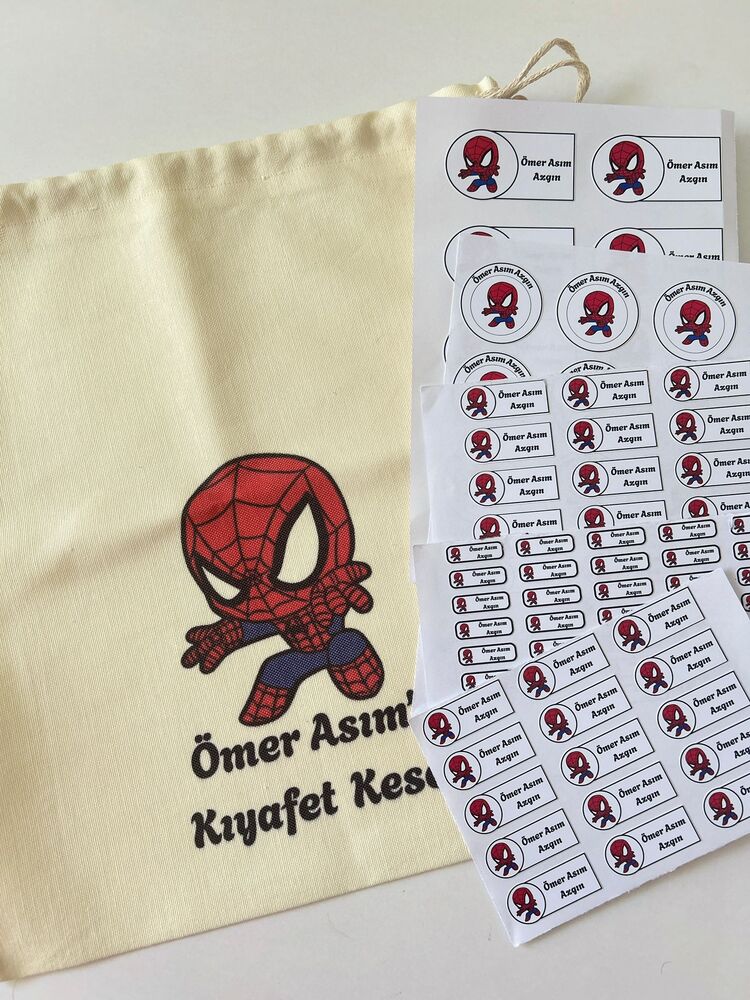 Kıyafet kesesi baskılı ve etiket seti 114 adet