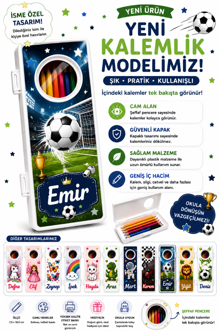 Kisiye ozel futbol temali kalemlik