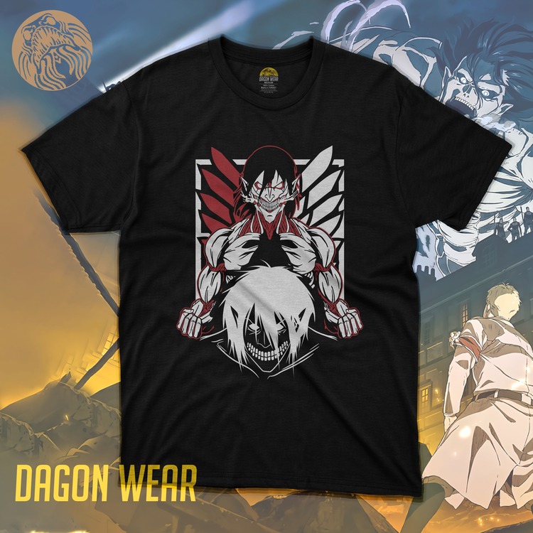 Attack on Titan Eren Oversize Siyah Tişört