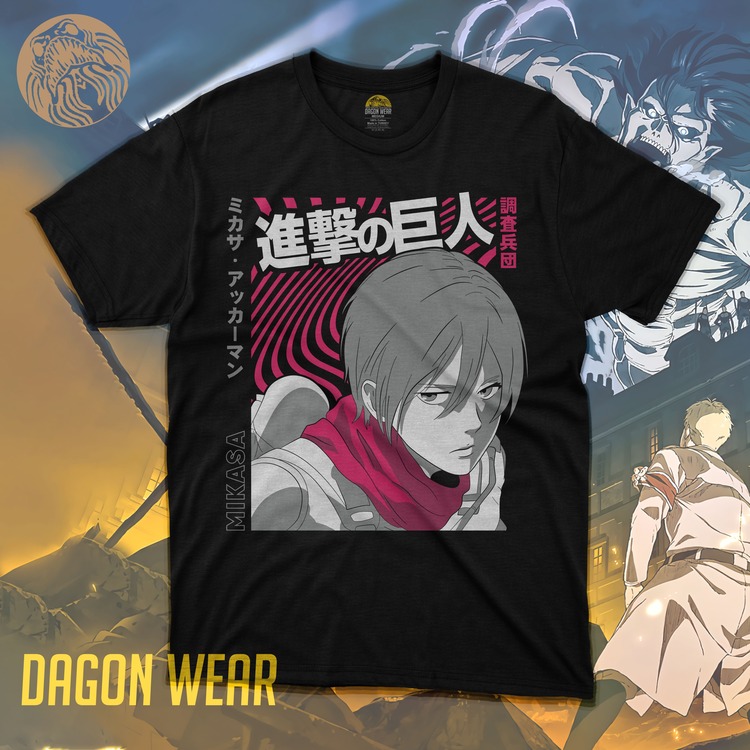 Attack on Titan Mikasa Oversize Siyah Tişört