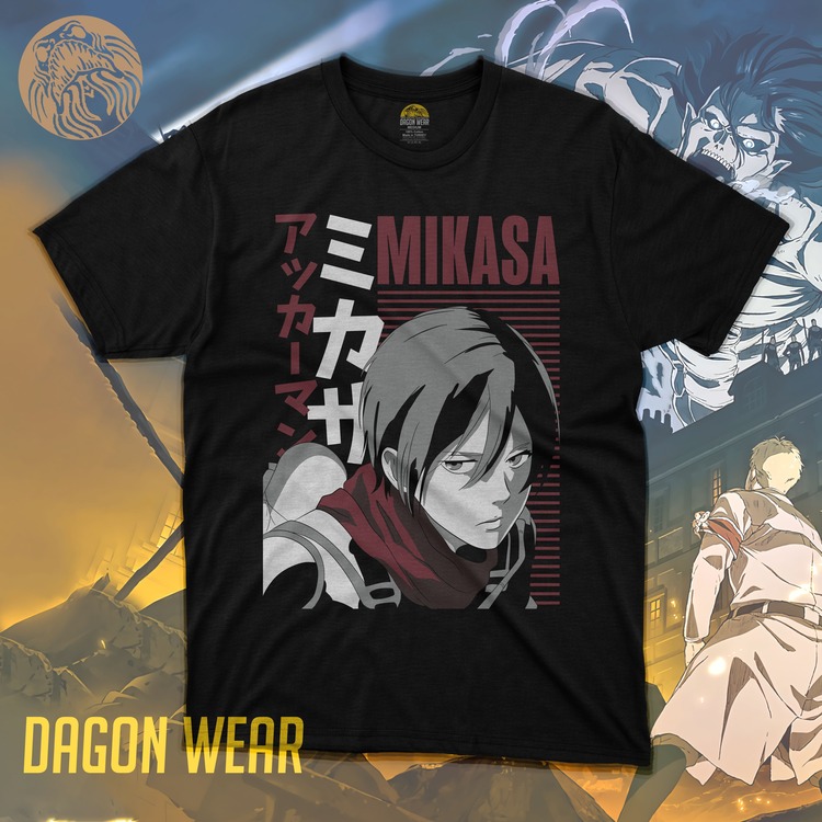 Attack on Titan Mikasa DW1 Oversize Siyah Tişört