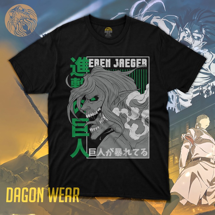 Attack on Titan Eren Jaeger Titan Oversize Siyah Tişört
