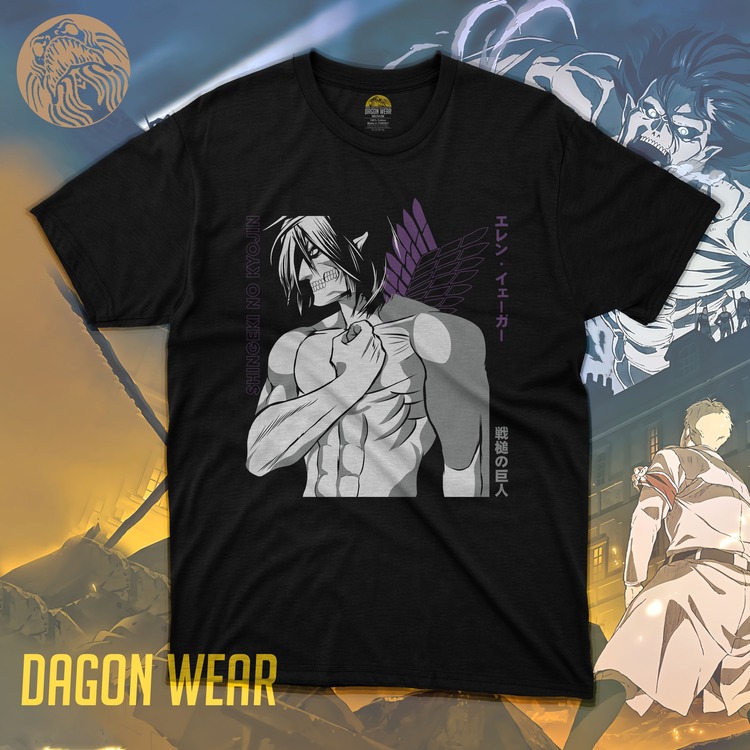 Attack on Titan Eren Jaeger DW 2 Oversize Siyah Tişört