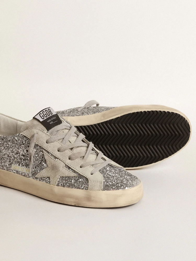 Golden Goose Super-Star Silver Glitter Ice Gray