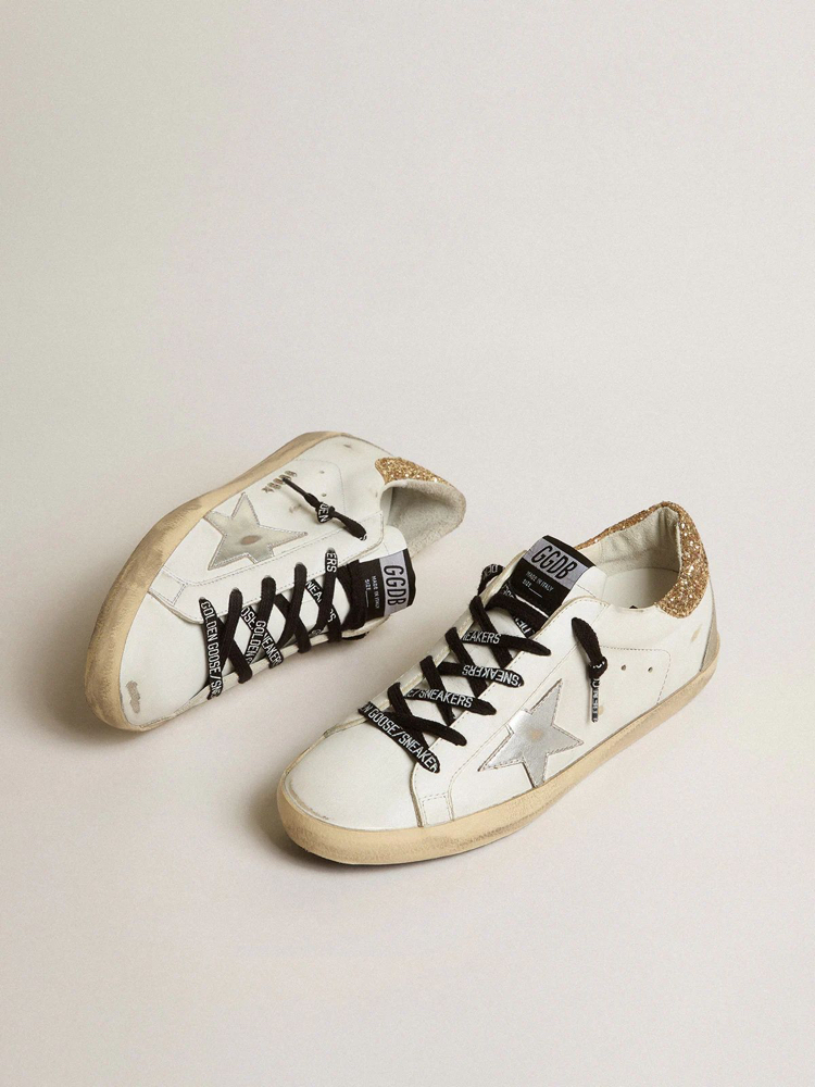 Golden Goose Super-Star Gold Glitter Ice Gray