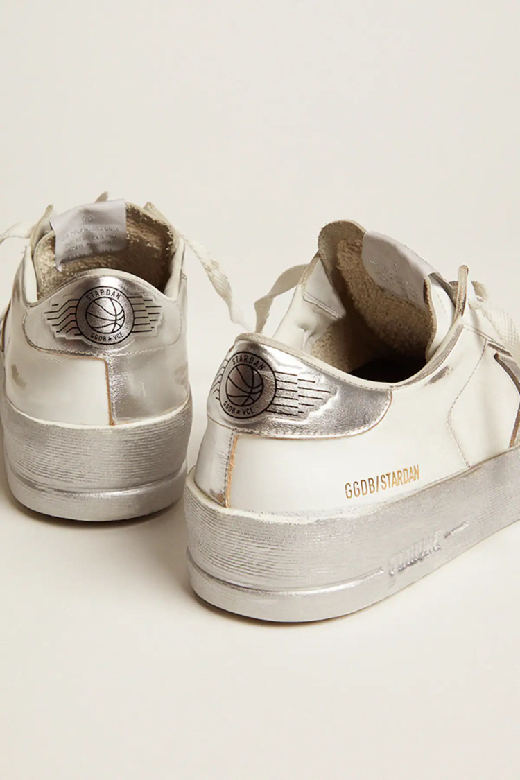 Golden Goose Stardan sneakers with silver metallic leather star and heel tab