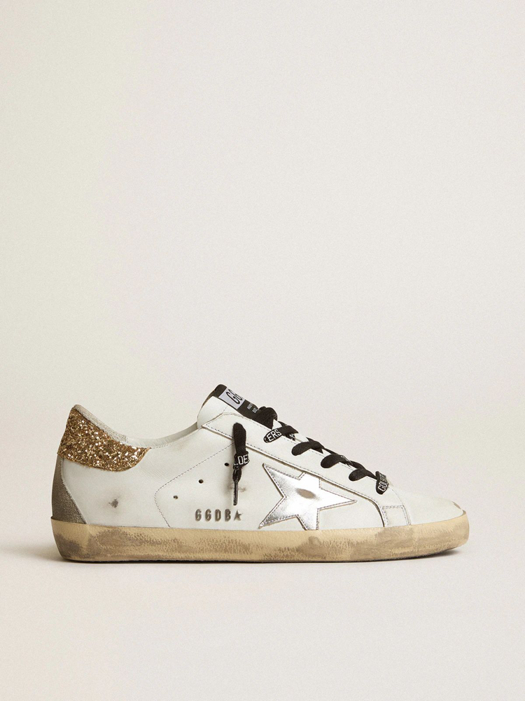 Golden Goose Super-Star Gold Glitter Ice Gray