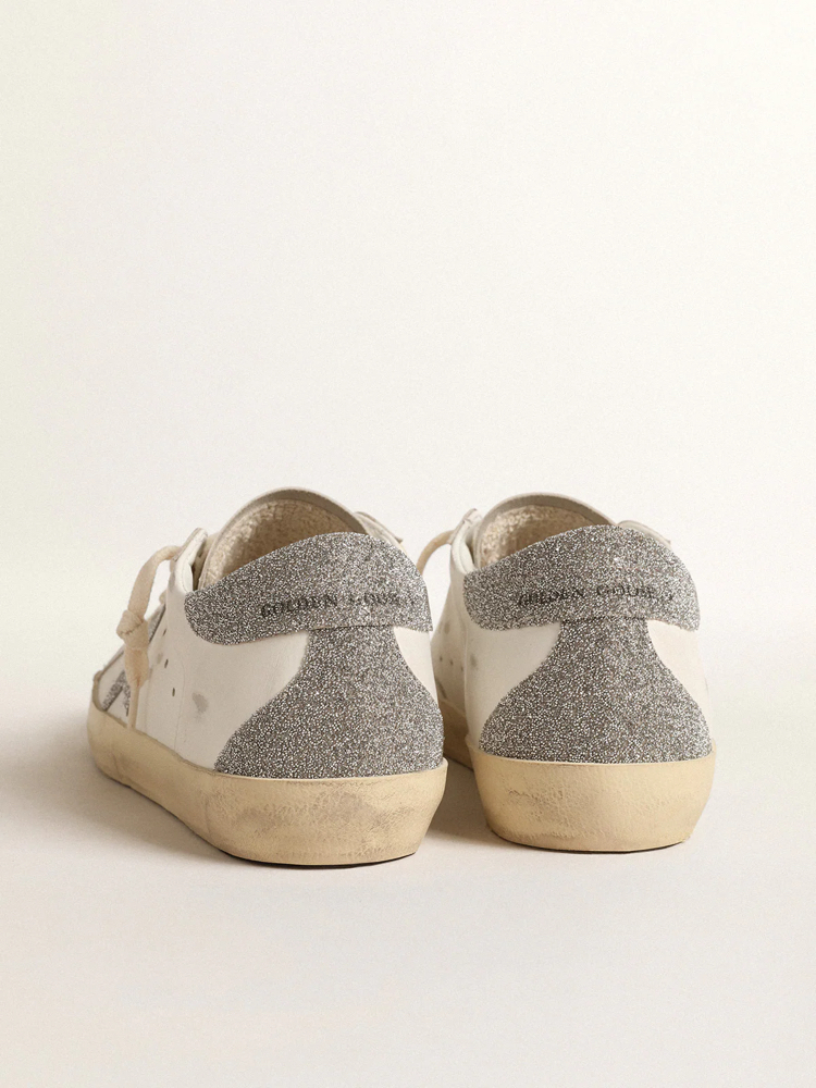 Golden Goose Super-Star with silver Swarovski crystal star and heel tab