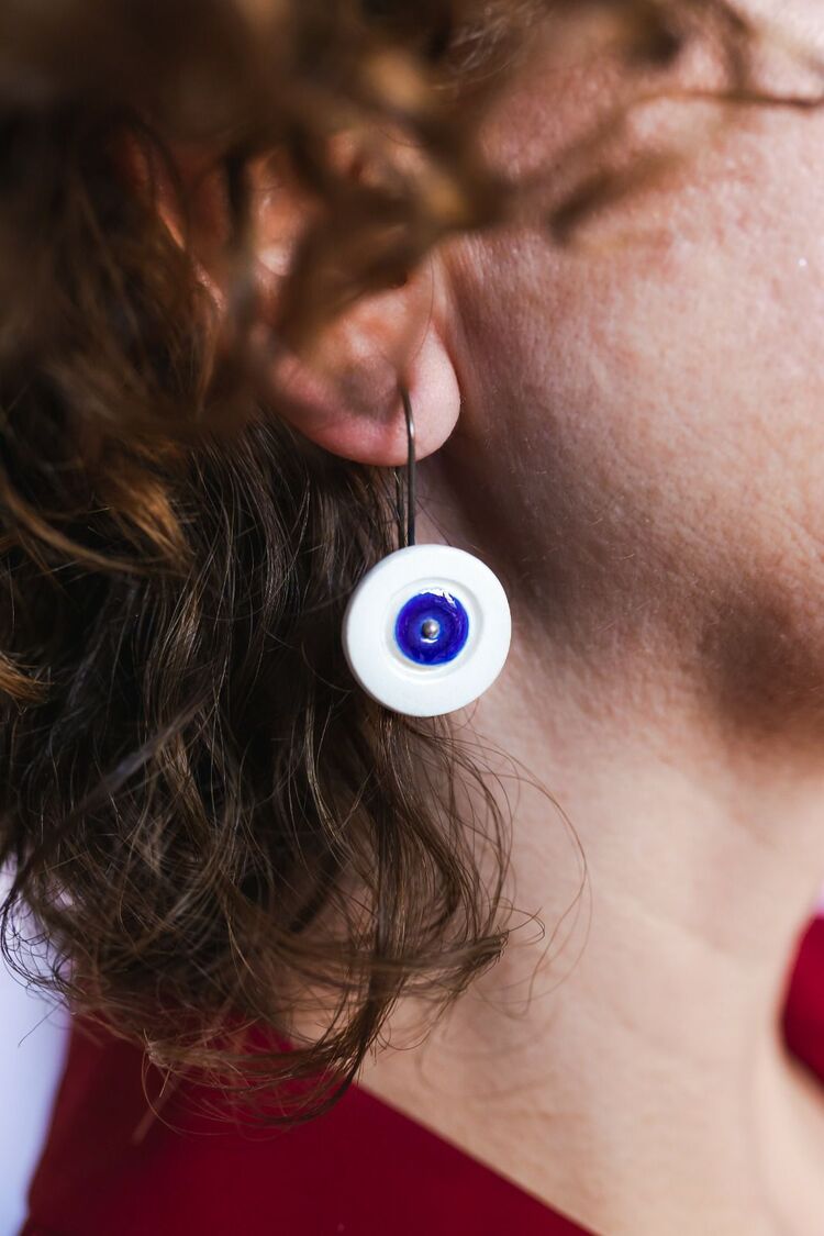 Cobalt blue Porcelain Earrings