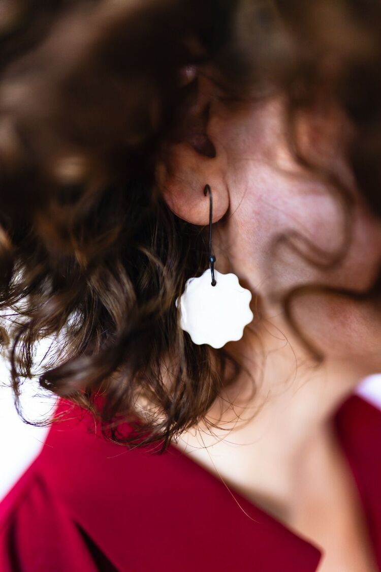 Porselen Papatya Küpe -2