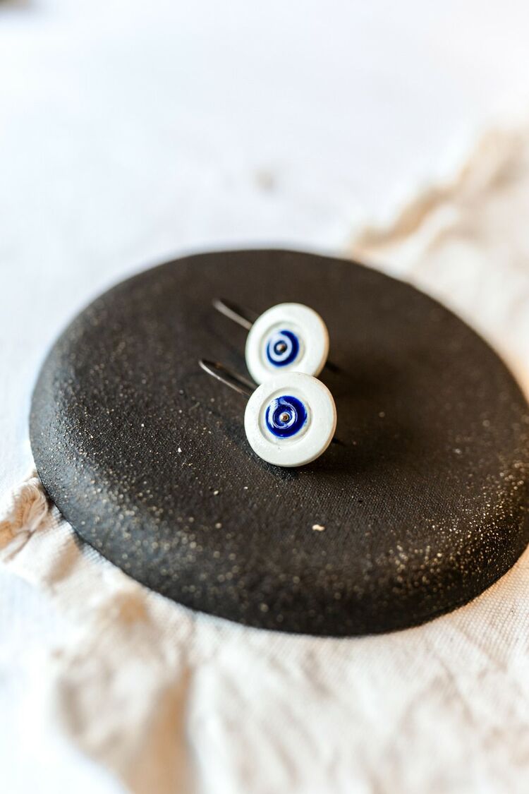 Cobalt blue Porcelain Earrings