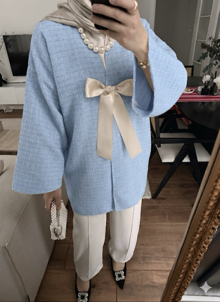 Kurdela tunik bebe mavisi chanel kumaş 