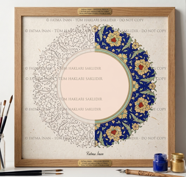 Tezhip dış pervaz daire desen
