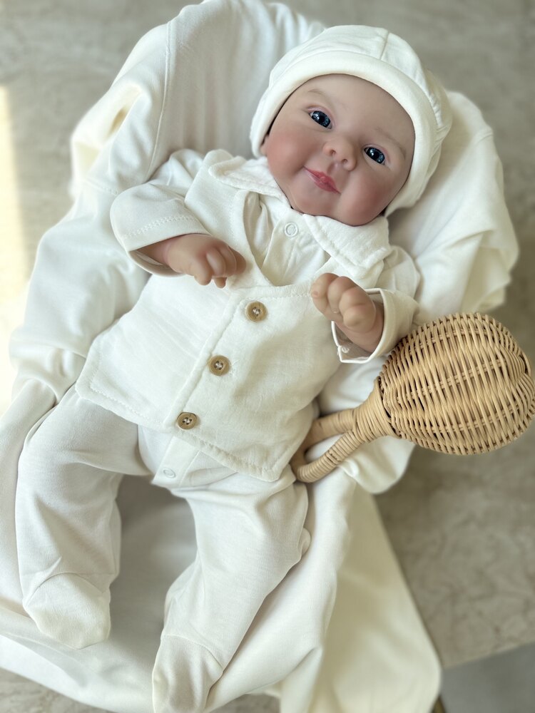 Müslin ve Pamuk karışık Erkek Bebek Hastane Çıkış Seti