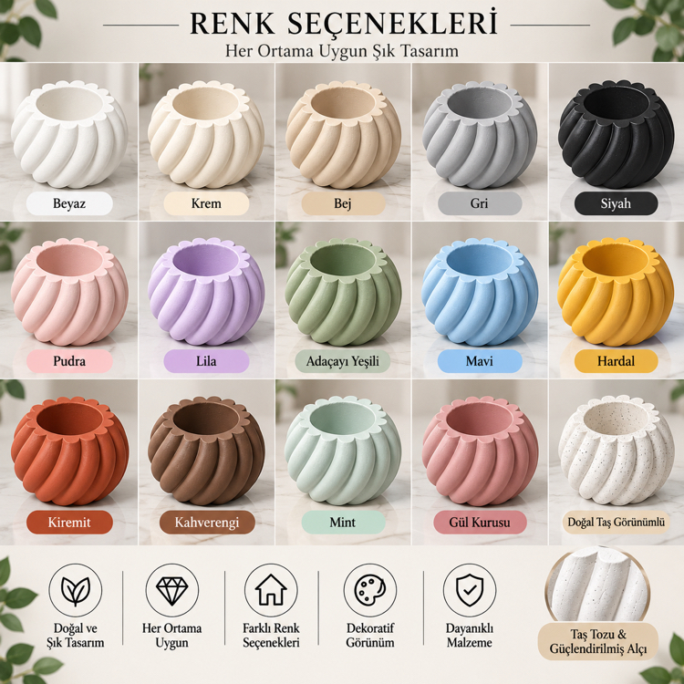 Dekoratif Spiral Saksı & Mumluk 