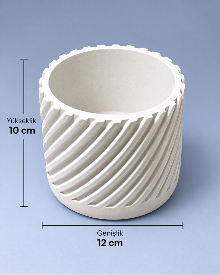 Spiral Desenli Dekoratif Saksı & Mumluk 