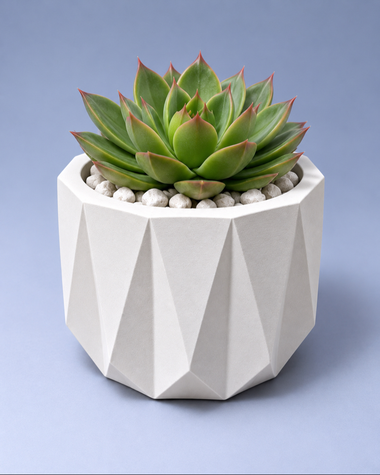 Geometrik Dekoratif Vazo – Taş Tozu 