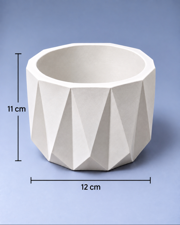 Dekoratif Sukulent Saksı – Geometrik Saksı Beyaz