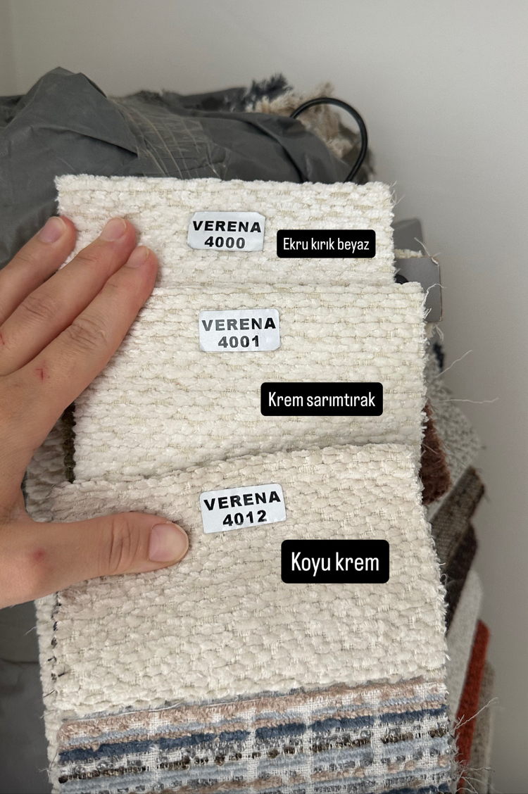 verena krem sarımtırak renkli püsküllü koltuk örtüsüsü