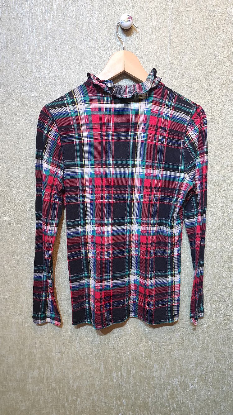 RALPH LAUREN | Fırfır Detaylı Ekose Bluz