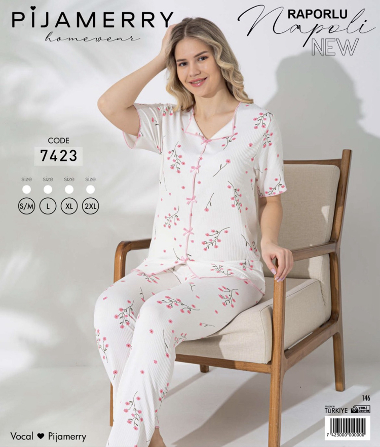 Pinterest Pembe Çiçekli Pijama Takımı