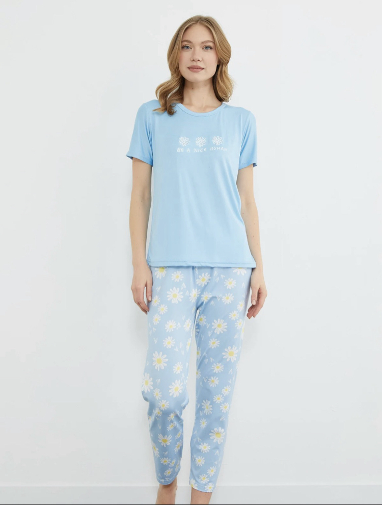 Mavi Papatya Pijama Takımı