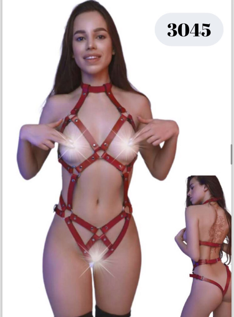 Kırmızı renk Harnes Bodysuit