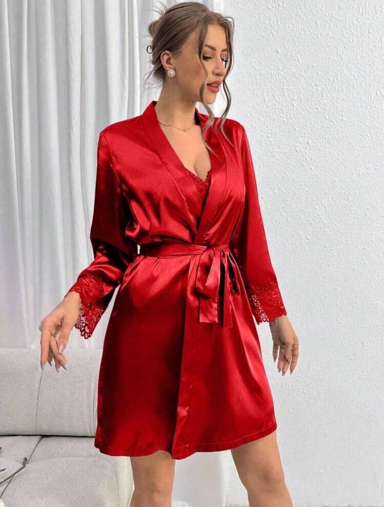 Locky Saten Sabahlık İkili Set