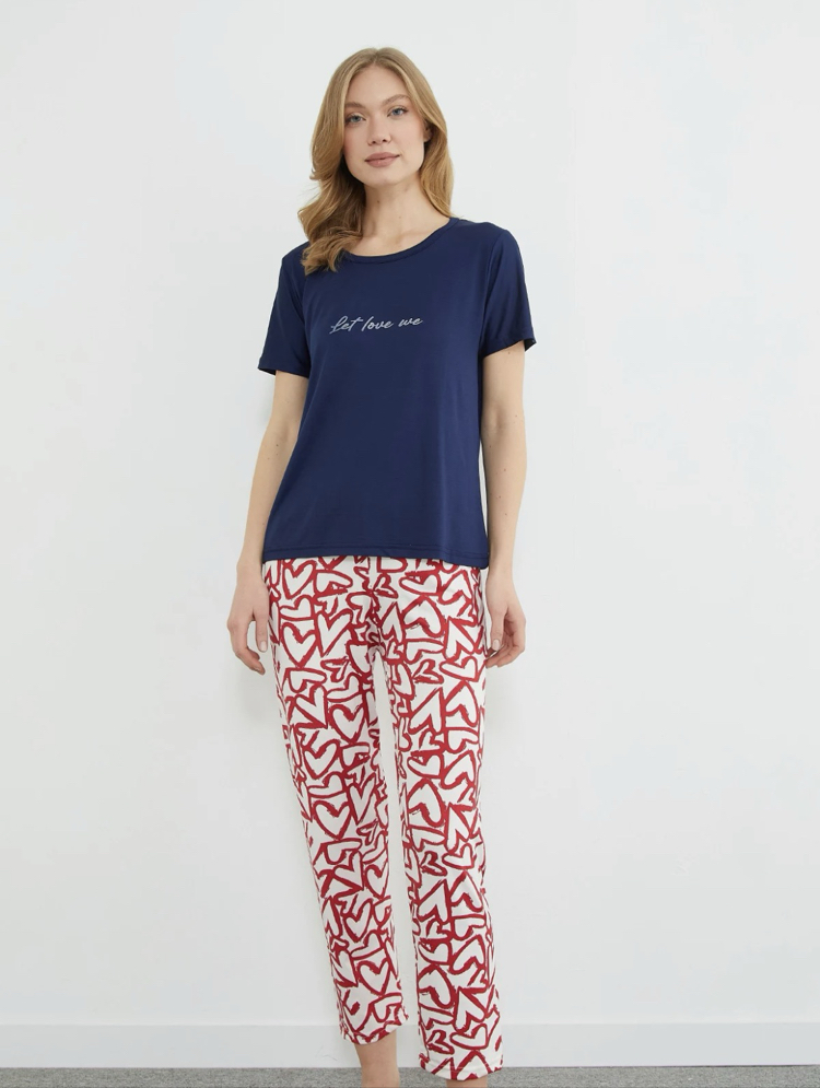 Lacivert/ Kalpli Pijama Takımı
