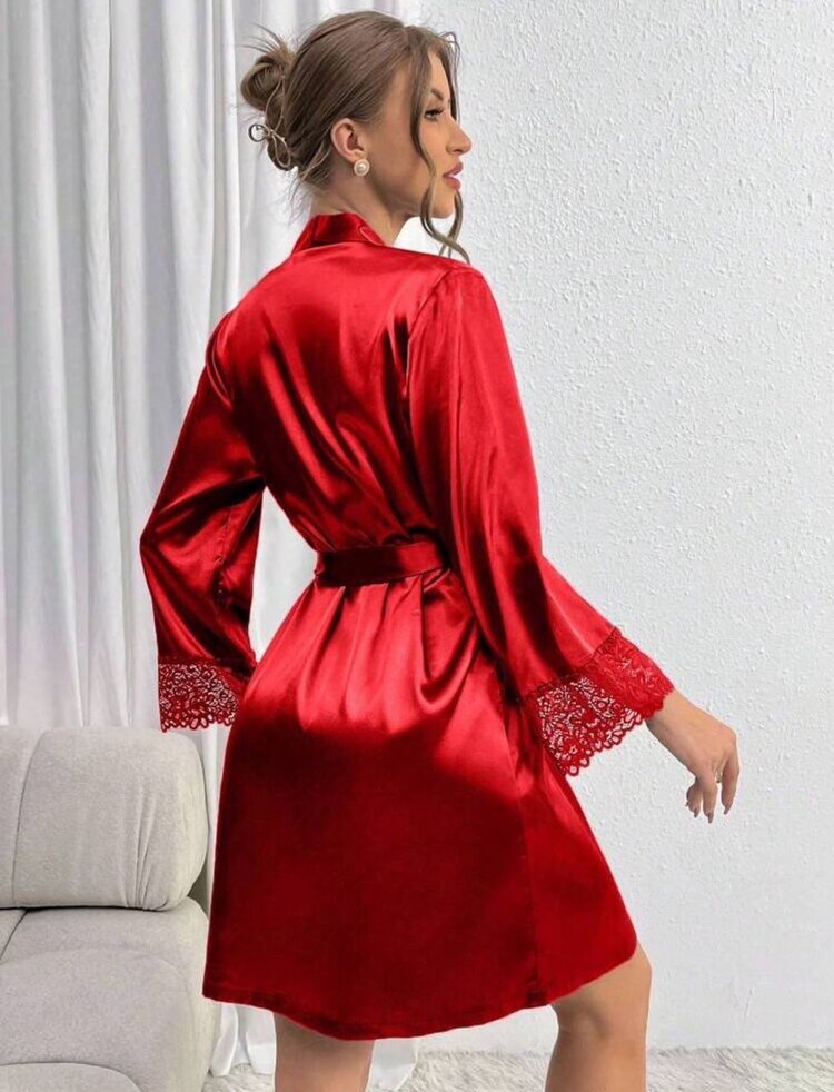 Locky Saten Sabahlık İkili Set