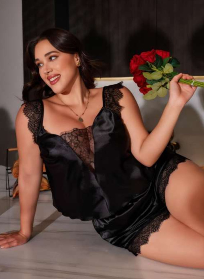 Büyük Beden Saten Şortlu Takım 10008