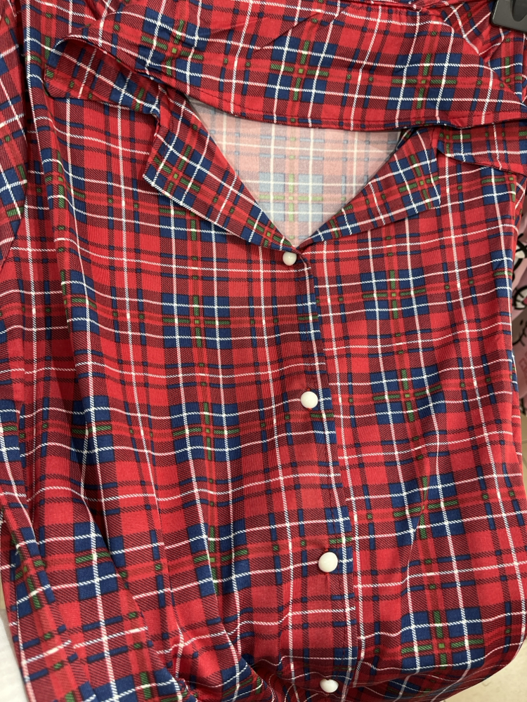 Büyük Beden Kareli Pijama Takımı Düğmeli