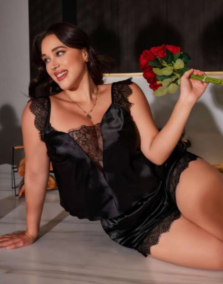 Büyük Beden Saten Şortlu Takım 10008