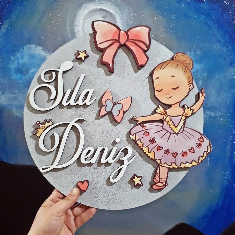 Balerinli Ahşap Kapı / Duvar Süsü