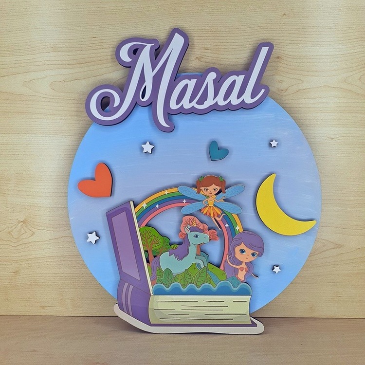 Masal Konsepti Ahşap Kapı / Duvar Süsü