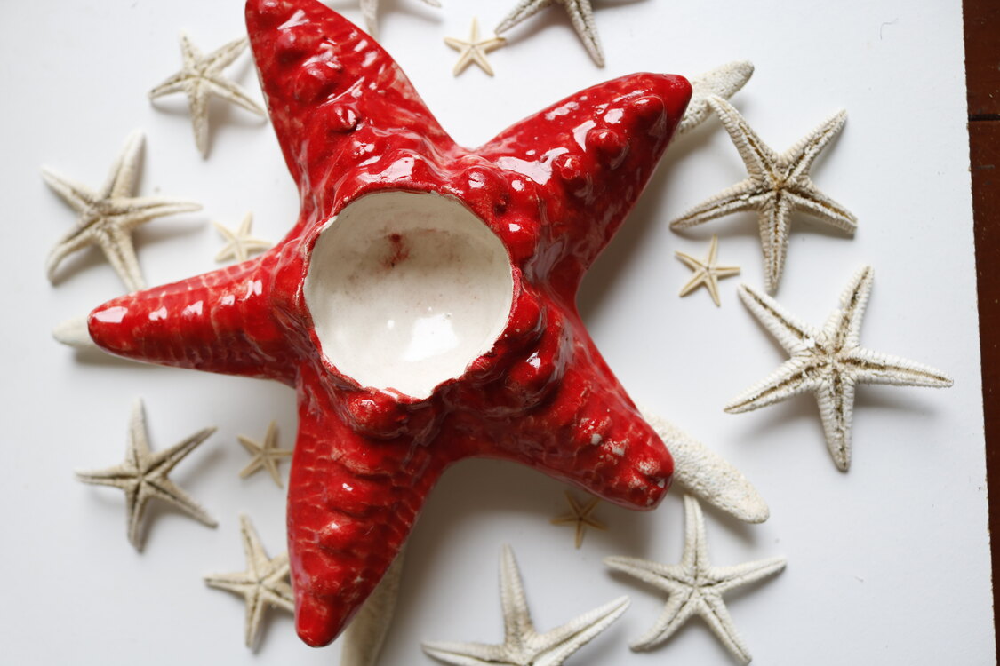 Kırmızı El Yapımı Seramik Tealight Mumluk