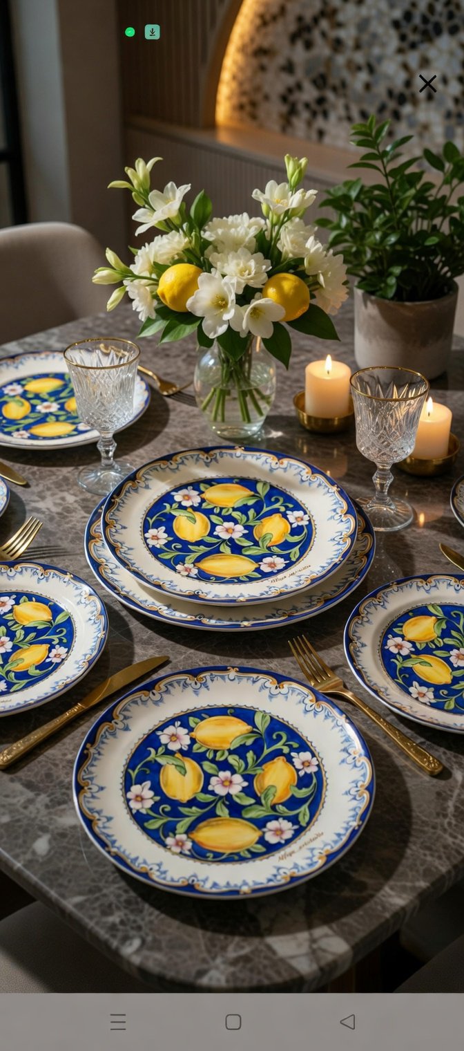 Limonlu modern çini desen