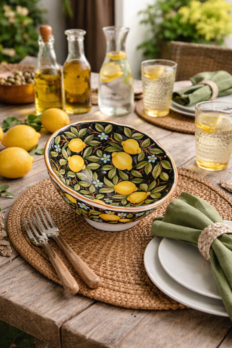 Limon motifli modern çini şablon