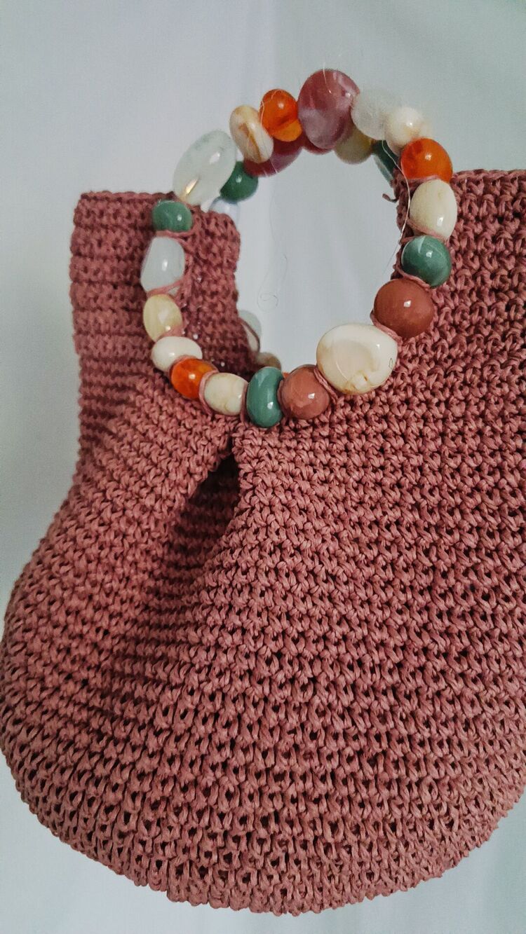 Boncuk saplı mini çanta