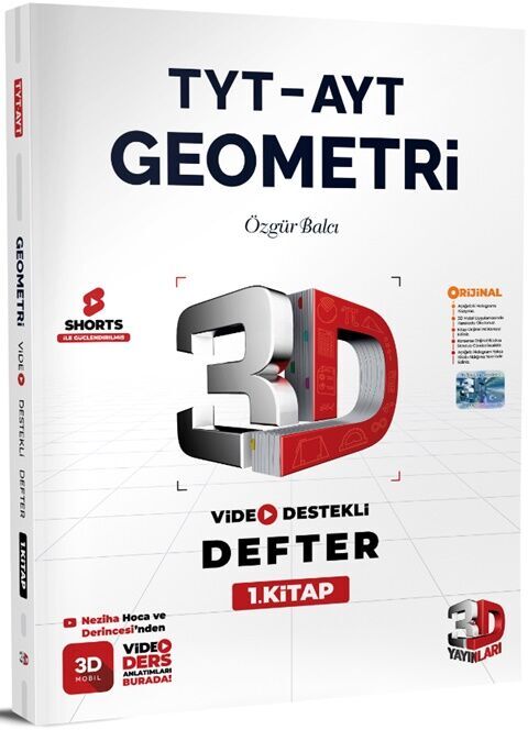3D YAYINLARI TYT-AYT GEOMETRİ 1.KİTAP VİDEO DESTEKLİ DEFTER