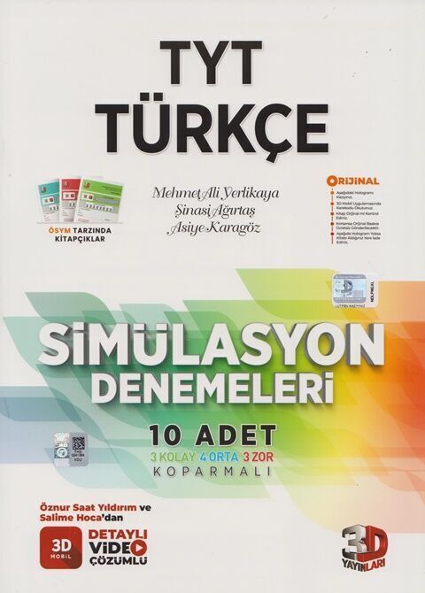 3D YAYINLARI TYT TÜRKÇE SİMÜLASYON DENEMESİ GÜNCEL BASKI