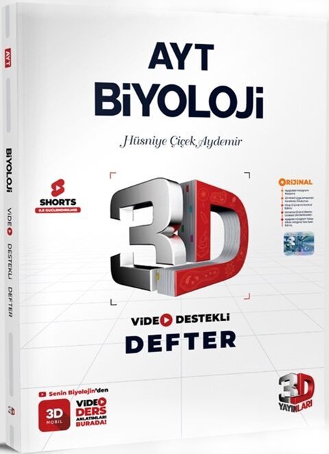 3D YAYINLARI AYT BİYOLOJİ VİDEO DESTEKLİ DEFTER GÜNCEL BASKI