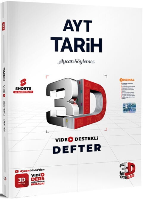3D YAYINLARI AYT TARİH VİDEO DESTEKLİ DEFTER GÜNCEL BASKI