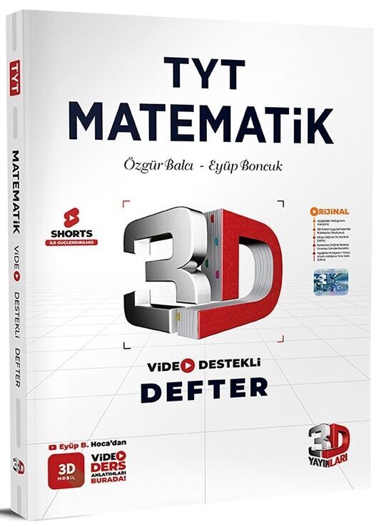 3D YAYINLARI TYT MATEMATİK VİDEO DESTEKLİ DEFTER GÜNCEL BASKI