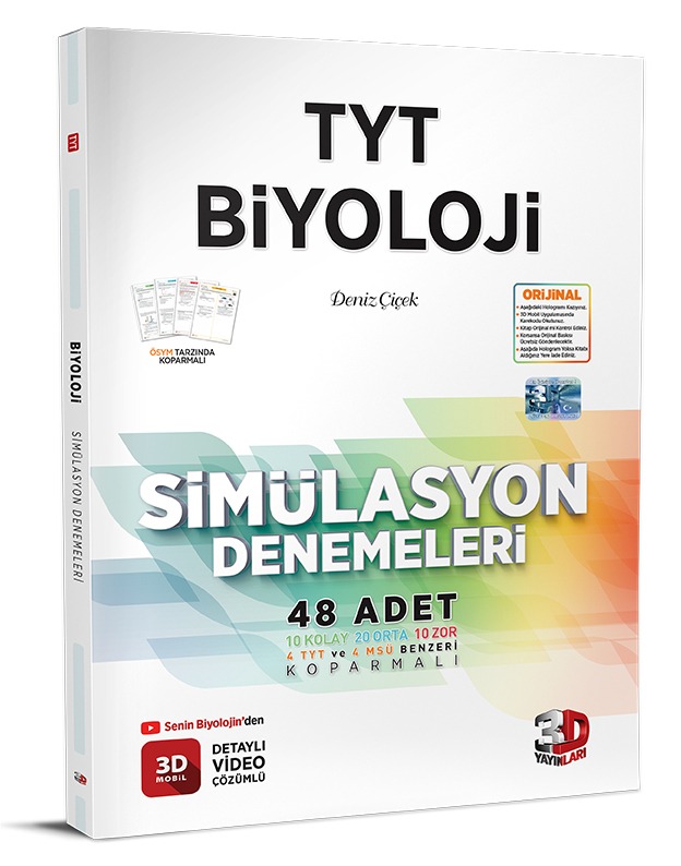 3D YAYINLARI TYT BİYOLOJİ SİMÜLASYON DENEMESİ GÜNCEL BASKI