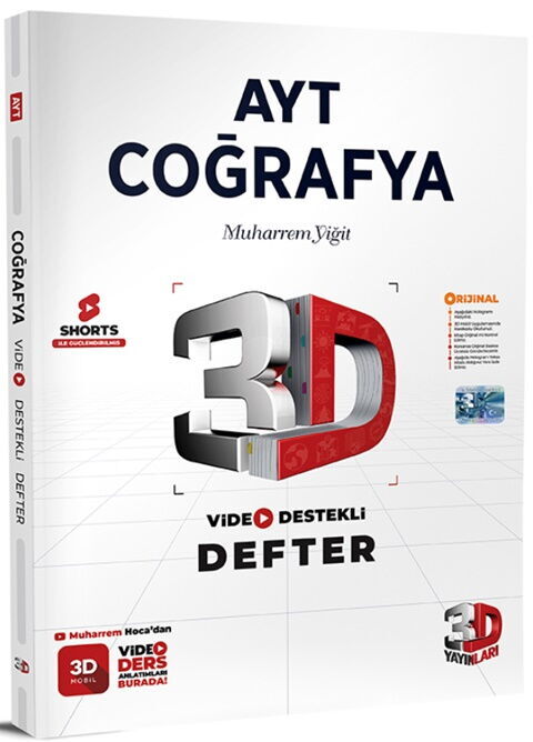 3D YAYINLARI AYT COĞRAFYA VİDEO DESTEKLİ DEFTER